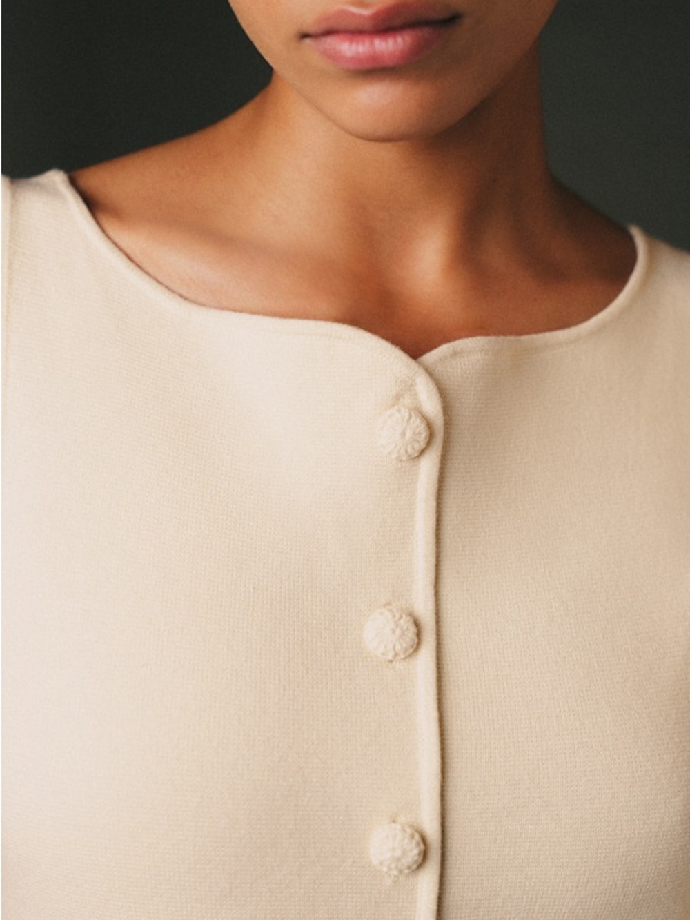 NWOT Sezane Classic Cream Button-Front Sleeveless Knit Cotton CHARLIE Dress - Picture 3 of 11